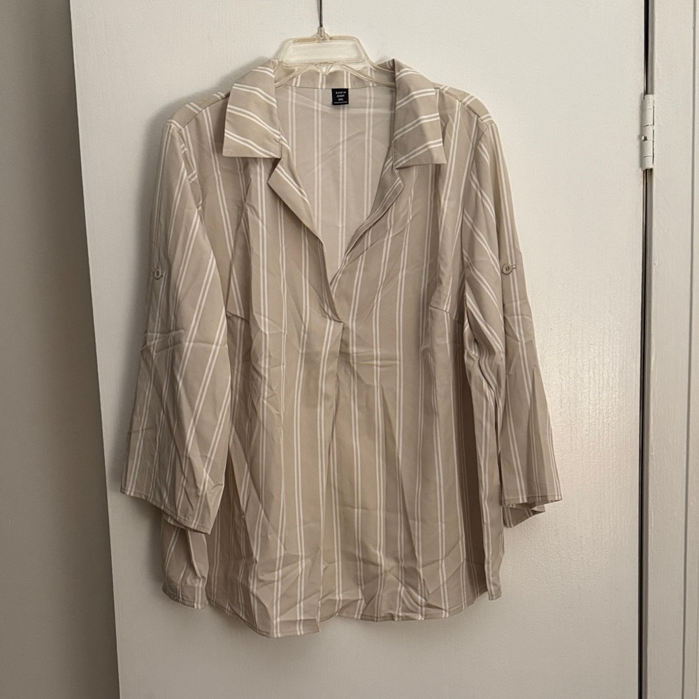 SHEIN Beige Striped Blouse